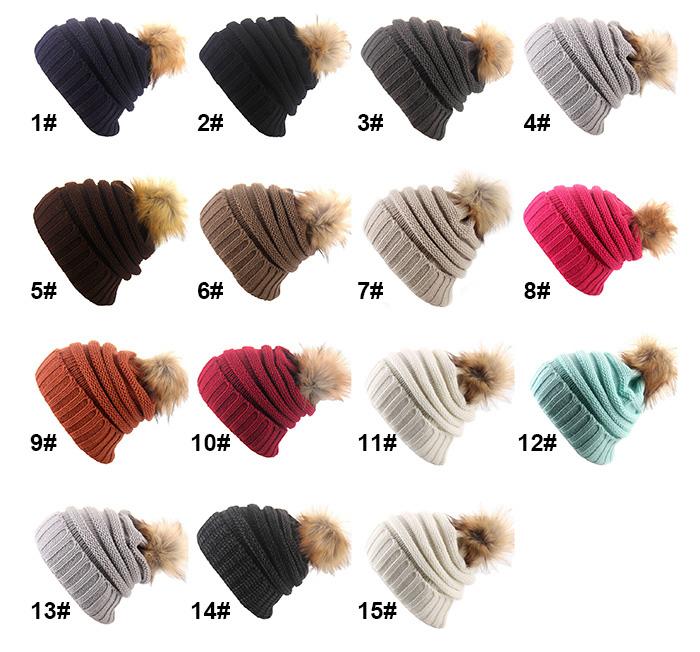 Winter Knitted Wool Cap with Ball Top for Mom and Girls Winter Unisex Casual Hats Caps Solid Color Hip-Hop Skullies Warm Hat